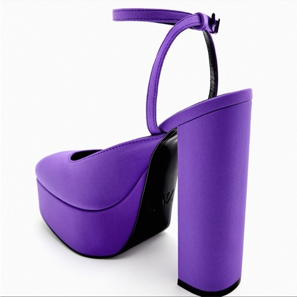 NWT Zara purple ANKLE STRAP HEELED PLATFORM SHOES - never worn - Picture 2 of 3